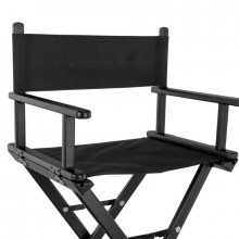 Krzesło do makijażu glamour aluminiowe czarne z czarnym materiałem