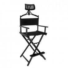 Krzesło do makijazu look aluminiowe z zagłówkiem czarne